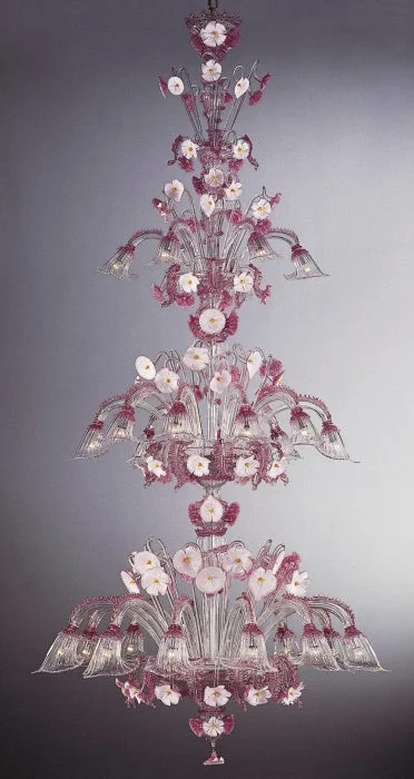 Oversized Chandeliers as a Statement Piece in Living RoomsLarge Pink And White Murano Crystal Chandelier