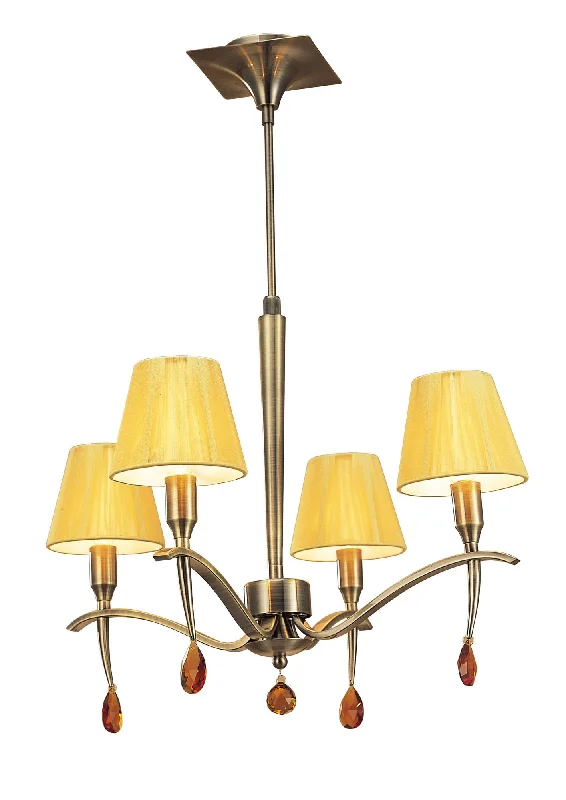 Chandeliers with Murano Glass for a High - End Artistic TouchMantra M0343AB Siena Telescopic Pendant 4 Light Chandeliers with Murano Glass for a High - End Artistic TouchMantra M0343AB Siena Telescopic Pendant 4 Light