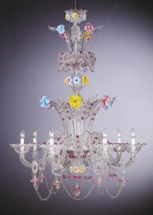 Chandeliers for Dining Rooms to Set the Mood for MealsMurano Chandelier With Pretty Coloured Flowers