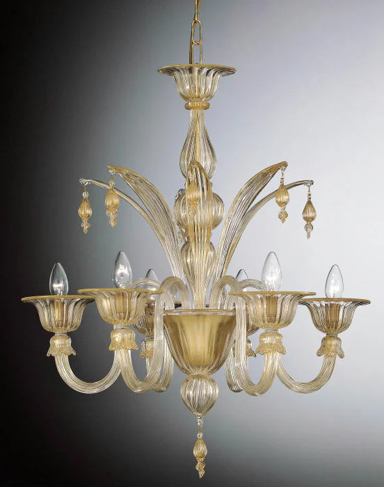 Small Chandeliers for Compact RoomsMurano Crystal And Gold 6 Light Chandelier