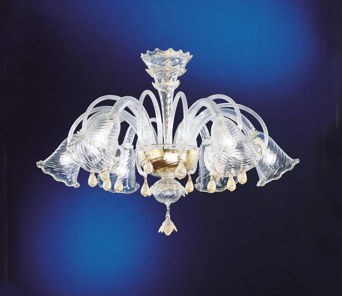 Incandescent Chandeliers for a Warm and Traditional GlowMurano Glass Chandelier With Fluted Shades For Low Ceilings Incandescent Chandeliers for a Warm and Traditional GlowMurano Glass Chandelier With Fluted Shades For Low Ceilings