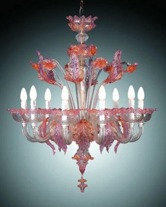 Mini Chandeliers for Adding Charm to Small SpacesMurano Glass Chandelier With Rose Gold Decorations