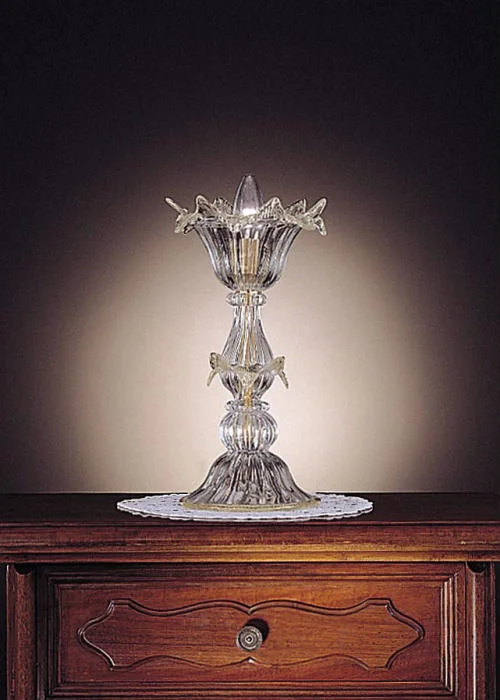 LED Chandeliers for Energy - Efficient LightingMurano Glass Crystal 'Tulip' Table Light With Golden Accents LED Chandeliers for Energy - Efficient LightingMurano Glass Crystal 'Tulip' Table Light With Golden Accents