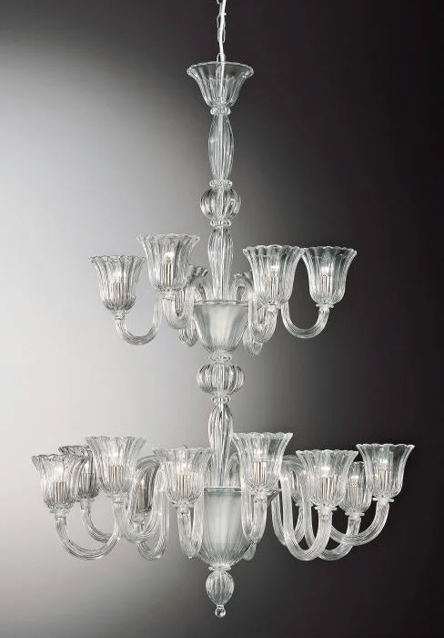 Minimalist Chandeliers for Sleek and Simple InteriorsMurano Two Tier Chandelier With Tulip Shades