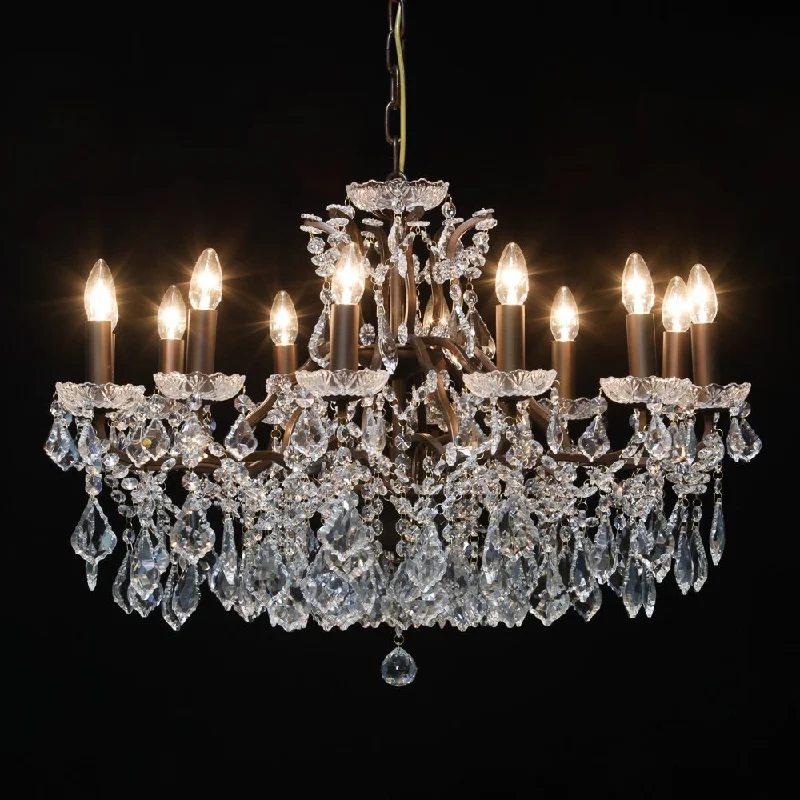 Chandeliers with Clear Crystal for a Sparkling EffectNelson Lighting MGR0125 | Florence 12 Branch | Bronze Crystal Shallow Chandelier Chandeliers with Clear Crystal for a Sparkling EffectNelson Lighting MGR0125 | Florence 12 Branch | Bronze Crystal Shallow Chandelier
