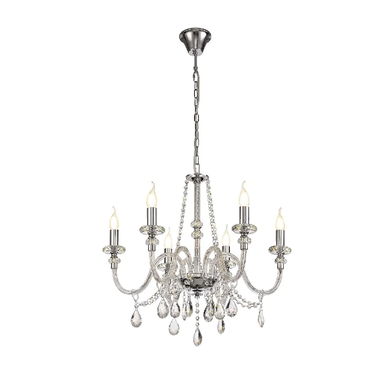 Chandeliers with Adjustable Height for Custom InstallationNelson Lighting NL74209 Glastonbury Chandelier Pendant 6 Light Polished Chrome/Clear Glass/Crystal Chandeliers with Adjustable Height for Custom InstallationNelson Lighting NL74209 Glastonbury Chandelier Pendant 6 Light Polished Chrome/Clear Glass/Crystal