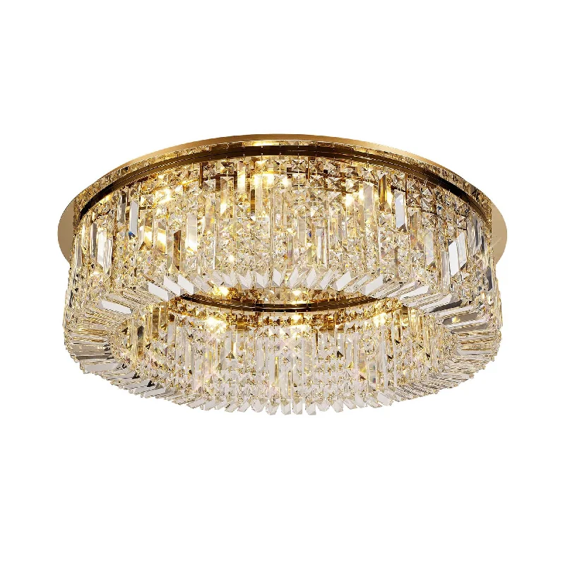 Chandeliers with Frosted Glass for a Softer Light DiffusionNelson Lighting NL78159 Zian 80cm Round Flush Chandelier 12 Light Gold/Crystal Chandeliers with Frosted Glass for a Softer Light DiffusionNelson Lighting NL78159 Zian 80cm Round Flush Chandelier 12 Light Gold/Crystal