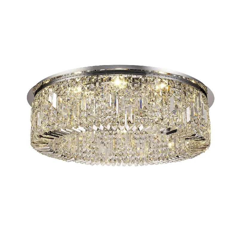 Modern Crystal Chandeliers for Contemporary HomesNelson Lighting NL78069 Zian 80cm Round Flush Chandelier 12 Light Polished Chrome/Crystal Modern Crystal Chandeliers for Contemporary HomesNelson Lighting NL78069 Zian 80cm Round Flush Chandelier 12 Light Polished Chrome/Crystal