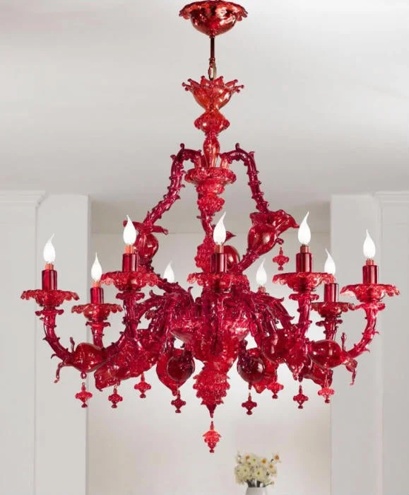 Traditional Brass Chandeliers for Classic InteriorsOpulent Red Murano Glass 9 Light Chandelier Traditional Brass Chandeliers for Classic InteriorsOpulent Red Murano Glass 9 Light Chandelier