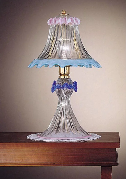 Chandeliers with Candle - Style Bulbs for a Classic AestheticPink, Blue And Clear Murano Glass Crystal Table Lamp Chandeliers with Candle - Style Bulbs for a Classic AestheticPink, Blue And Clear Murano Glass Crystal Table Lamp