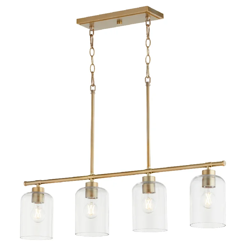 Chandeliers with Metal Frames in Silver FinishQuorum Tribute 6574-4-80 Pendant Light - Aged Brass