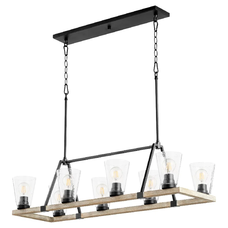 French Country Chandeliers with a Romantic AuraQuorum Paxton 83-8-6941 Pendant Light - Textured Black W/ Weathered Oak Finish