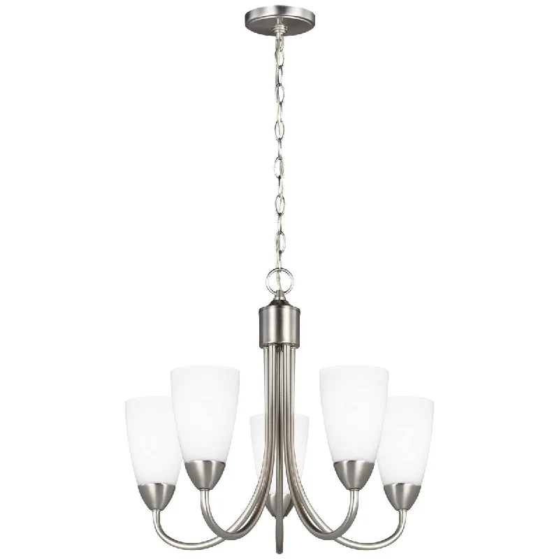 Chandeliers with Frosted Glass for a Softer Light DiffusionSea Gull Lighting Seville 5-Light Chandelier - 9.5W Chandeliers with Frosted Glass for a Softer Light DiffusionSea Gull Lighting Seville 5-Light Chandelier - 9.5W