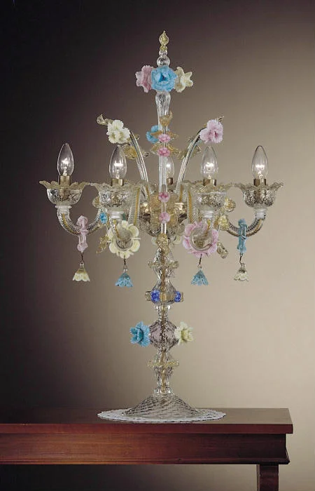Chandeliers for Dining Rooms to Set the Mood for MealsTall Murano Glass Flambeau Lamp With Ceramic Flowers Chandeliers for Dining Rooms to Set the Mood for MealsTall Murano Glass Flambeau Lamp With Ceramic Flowers
