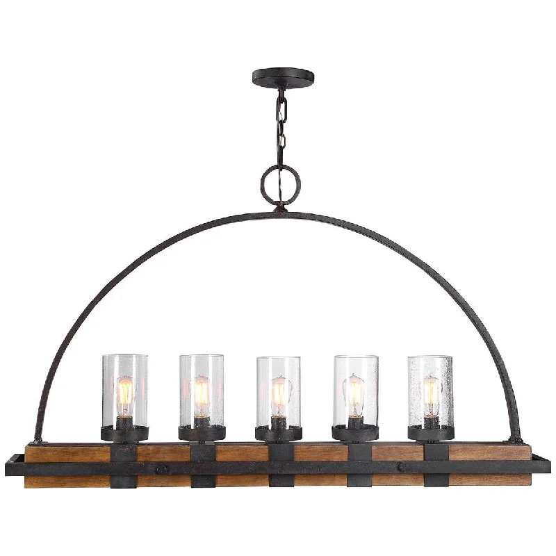 Chandeliers with Colored Glass for a Splash of ColorUttermost Atwood 5-Light Rustic Linear Chandelier
