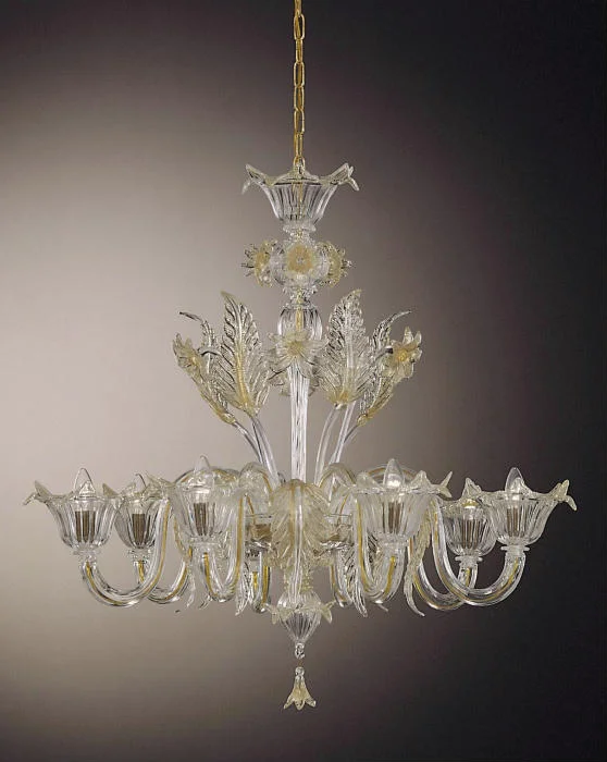 Chandeliers with Colored Glass for a Splash of ColorVenetian Clear Glass 8 Light Floral Chandelier Chandeliers with Colored Glass for a Splash of ColorVenetian Clear Glass 8 Light Floral Chandelier