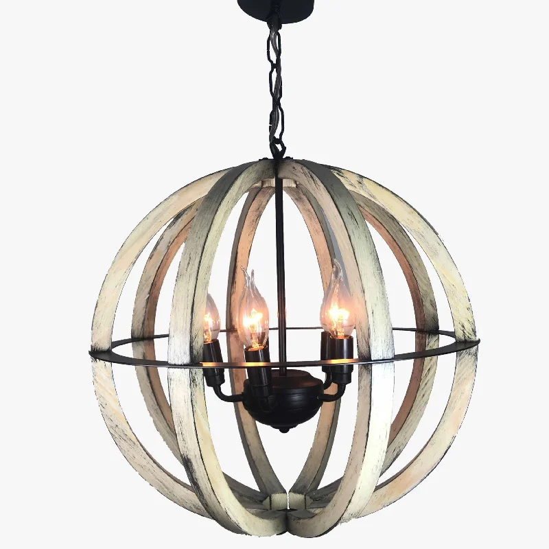 Chandeliers with Frosted Glass for a Softer Light DiffusionWooden chandelier - round -51 Chandeliers with Frosted Glass for a Softer Light DiffusionWooden chandelier - round -51