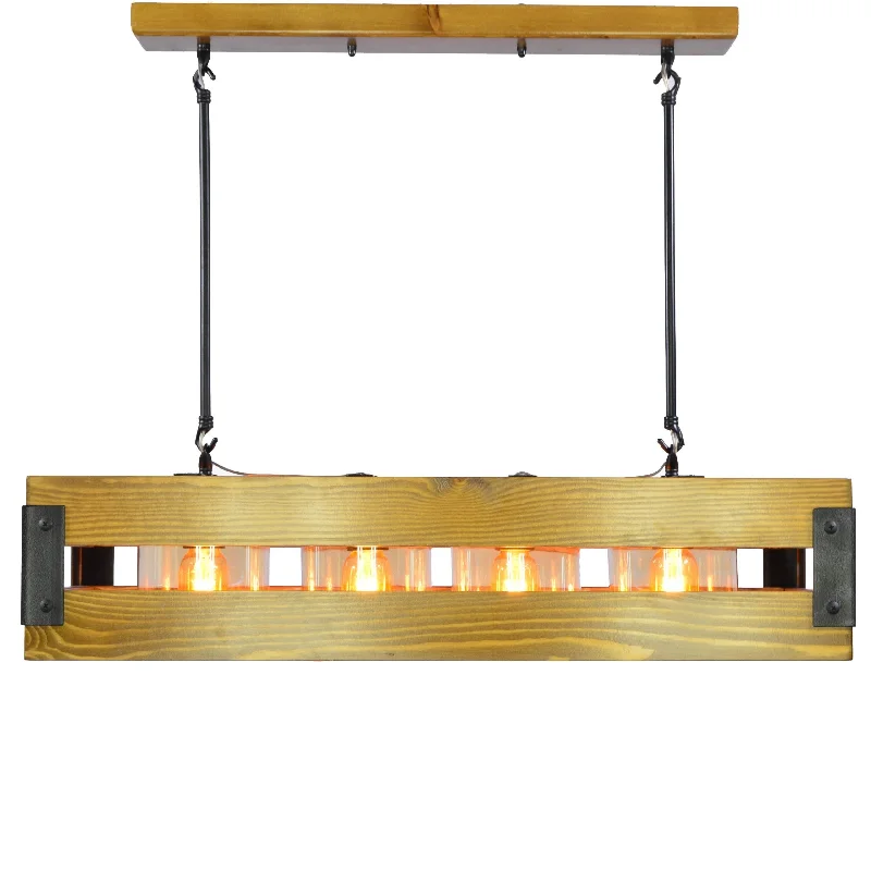 Chandeliers with Metal Frames in Black FinishWooden Chandelier - Box -41