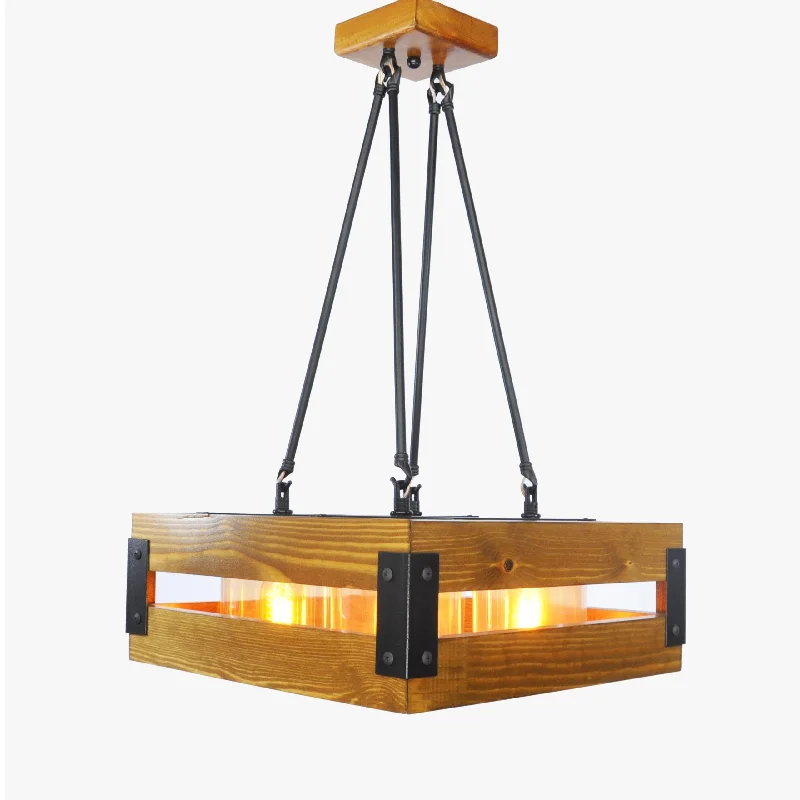 Chandeliers with Pendant Lights for a Stylish LookWooden Chandelier - Box -42