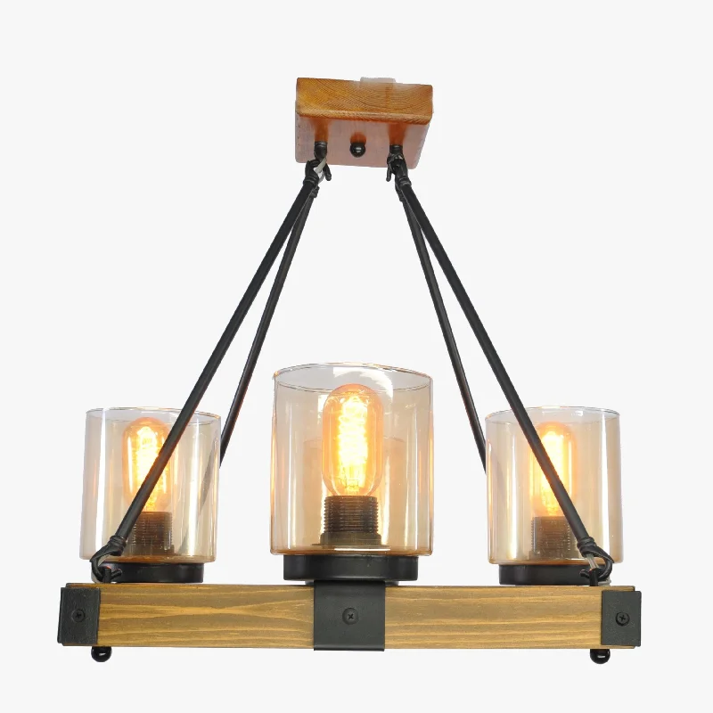 French Country Chandeliers with a Romantic AuraWooden Chandelier - Cube -42