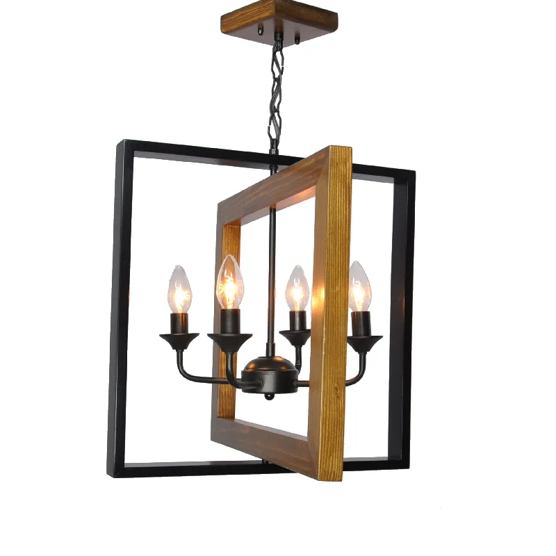 Ceiling - Mounted Chandeliers for Standard CeilingsWooden Chandelier - Double Square -41 Ceiling - Mounted Chandeliers for Standard CeilingsWooden Chandelier - Double Square -41