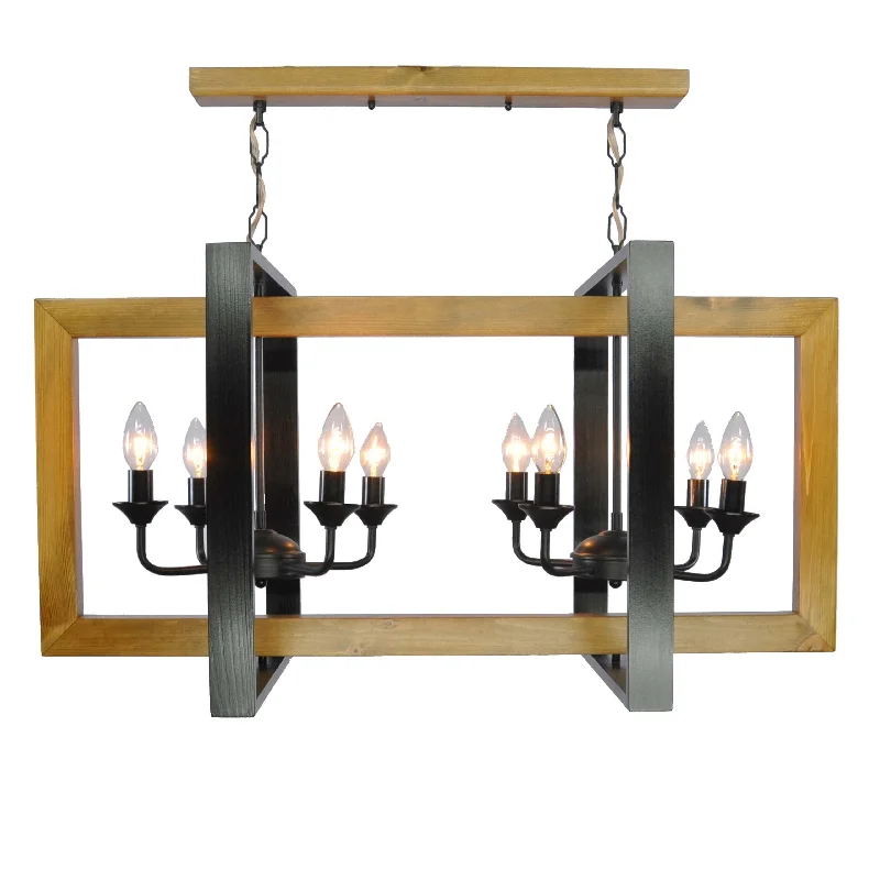 Chandeliers with Metal Frames in Black FinishWooden Chandelier -81