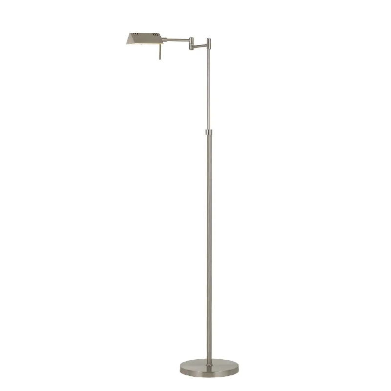 Industrial Style Floor Lamp with Exposed Bulbs for Loft Apartments10W Led Adjustable Metal Floor Lamp With Swing Arm, Chrome By Benzara Industrial Style Floor Lamp with Exposed Bulbs for Loft Apartments10W Led Adjustable Metal Floor Lamp With Swing Arm, Chrome By Benzara