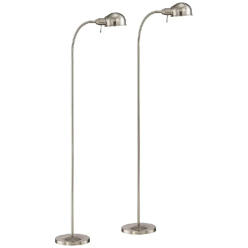 Modern Minimalist Floor Lamp for Contemporary Living Rooms360 Lighting Ridley Satin Nickel Modern Gooseneck Floor Lamps Set of 2 - 9" x 61" Modern Minimalist Floor Lamp for Contemporary Living Rooms360 Lighting Ridley Satin Nickel Modern Gooseneck Floor Lamps Set of 2 - 9" x 61"