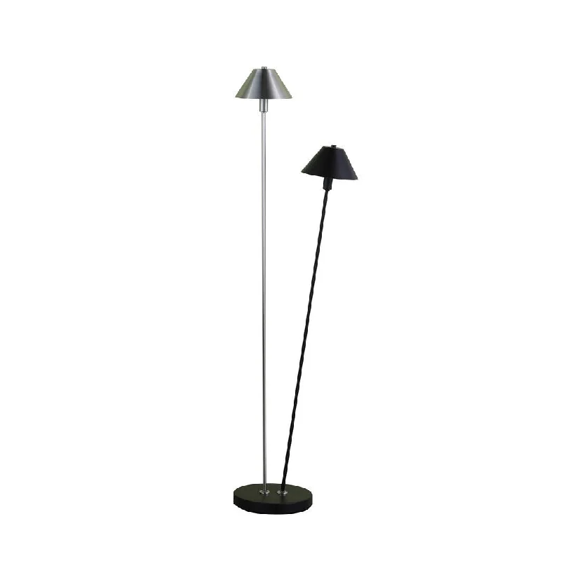 Victorian Style Floor Lamp for Traditional and Elegant Interiors47.5" In Led Double G-9 Matte Powder Black/Silver Redman Brushed Nickel Floor Lamp