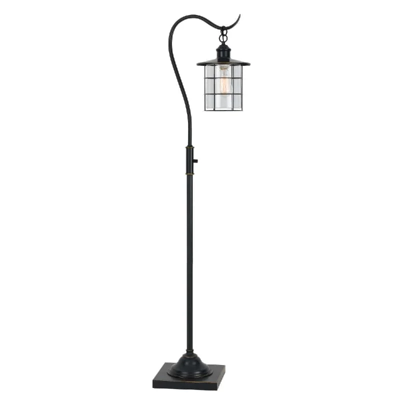 Industrial Style Floor Lamp with Exposed Bulbs for Loft Apartments60 Inch Metal Downbridge Design Floor Lamp With Caged Shade, Dark Bronze By Benzara Industrial Style Floor Lamp with Exposed Bulbs for Loft Apartments60 Inch Metal Downbridge Design Floor Lamp With Caged Shade, Dark Bronze By Benzara