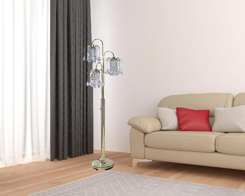 Bohemian Inspired Floor Lamp for Eclectic Home Decor63" Gold Three Lights Candelabra Floor Lamp With Clear Faux Crystal Shades By Homeroots Bohemian Inspired Floor Lamp for Eclectic Home Decor63" Gold Three Lights Candelabra Floor Lamp With Clear Faux Crystal Shades By Homeroots