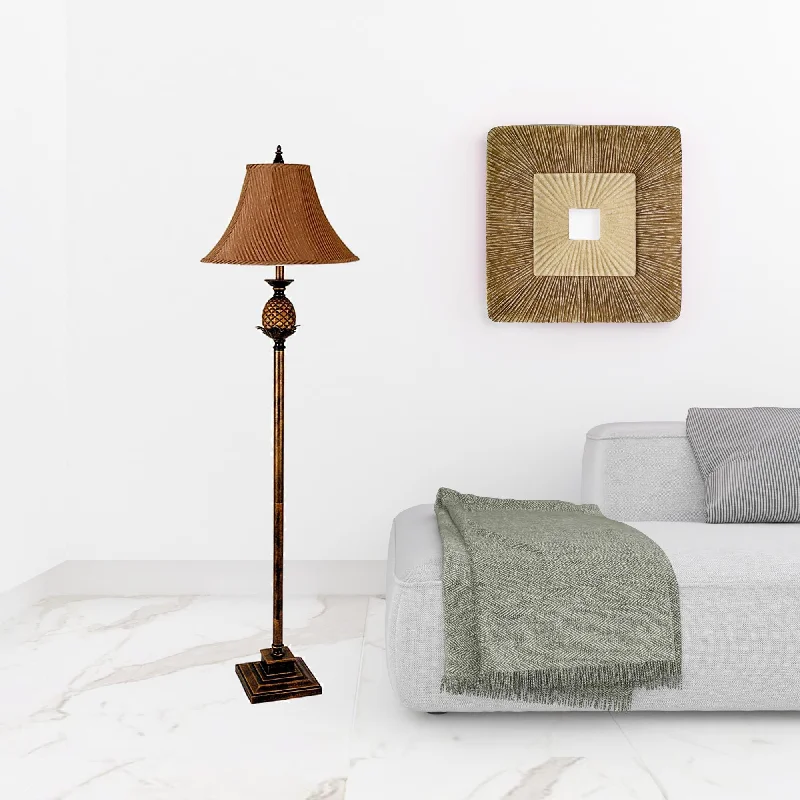 Bohemian Inspired Floor Lamp for Eclectic Home Decor65" Antique Gold And Brown Traditional Pineapple Floor Lamp With Brown Bell Shade By Homeroots Bohemian Inspired Floor Lamp for Eclectic Home Decor65" Antique Gold And Brown Traditional Pineapple Floor Lamp With Brown Bell Shade By Homeroots