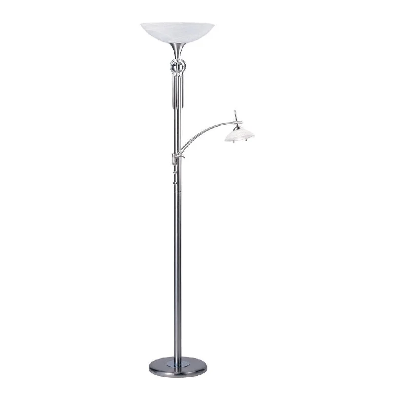 Metal Floor Lamp with a Matte Black Finish for a Sleek LookAstral Series Satin Nickel and Chrome 71-inch Torchiere Floor Lamp with Reading Light