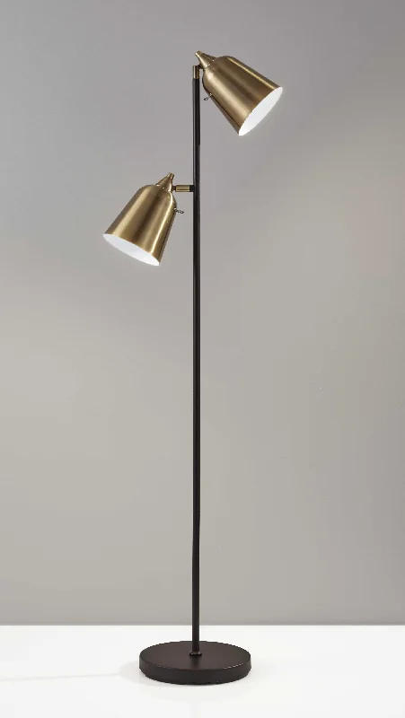 Industrial Style Floor Lamp with Exposed Bulbs for Loft ApartmentsBlack Metal Floor Lamp with Adjustable Antique Brass Shades By Homeroots Industrial Style Floor Lamp with Exposed Bulbs for Loft ApartmentsBlack Metal Floor Lamp with Adjustable Antique Brass Shades By Homeroots