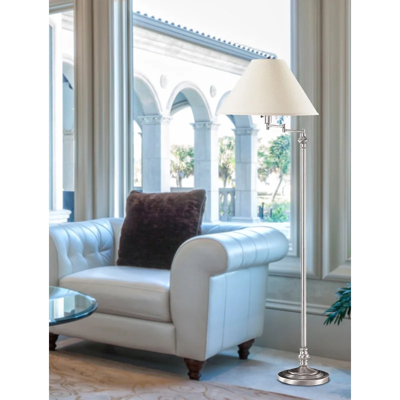 Dimmable Floor Lamp for Adjustable Lighting AmbianceCal Lighting BO-314-BS 150W 3 Way Swing Arm Floor Lamp