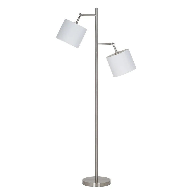 Fabric Floor Lamp with a Linen Shade for a Relaxed AestheticCatalina Lighting Logan Brushed Nickel Metal Base Two Light Floor Lamp Fabric Floor Lamp with a Linen Shade for a Relaxed AestheticCatalina Lighting Logan Brushed Nickel Metal Base Two Light Floor Lamp