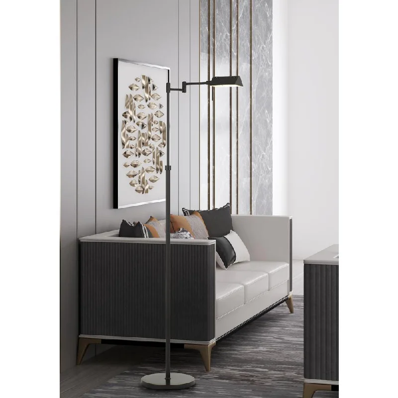 Adjustable Height Floor Lamp for Versatile Lighting NeedsClemson Metal Led 10W, 780 Lumen, 3K Pharmacy Swing Arm Adjustable Floor Lamp With Dimmer Switch 58.5" Height Metal Floor Lamp In Dark Bronze Finish By Cal Lighting Adjustable Height Floor Lamp for Versatile Lighting NeedsClemson Metal Led 10W, 780 Lumen, 3K Pharmacy Swing Arm Adjustable Floor Lamp With Dimmer Switch 58.5" Height Metal Floor Lamp In Dark Bronze Finish By Cal Lighting
