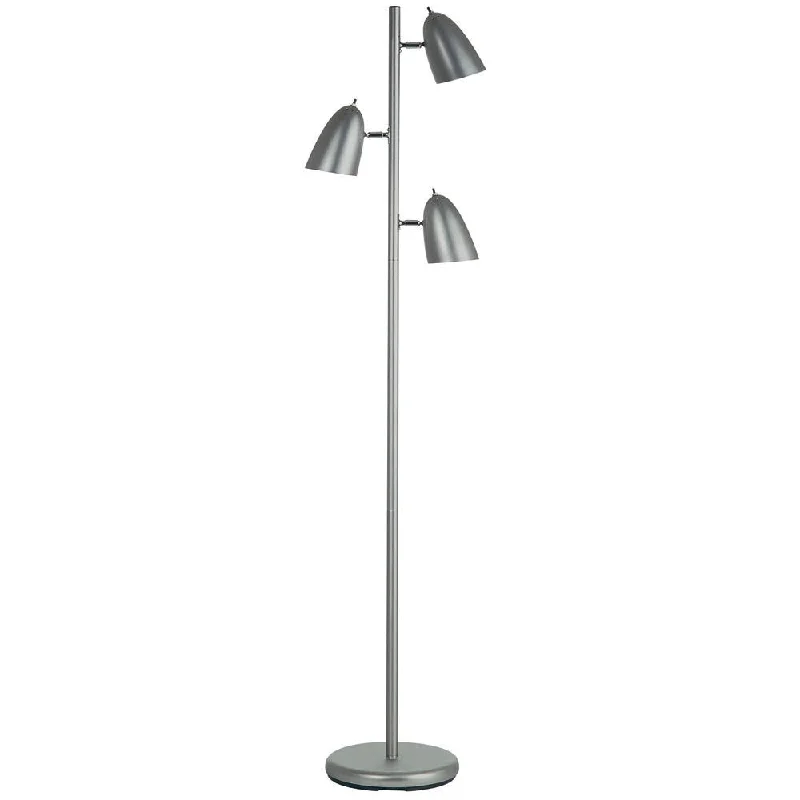 Metal Floor Lamp with a Matte Black Finish for a Sleek LookDainolite Satin Chrome 3-light Floor Lamp with Adjustable Heads Metal Floor Lamp with a Matte Black Finish for a Sleek LookDainolite Satin Chrome 3-light Floor Lamp with Adjustable Heads