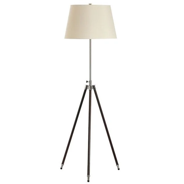 Wood Floor Lamp with Natural Grain for a Warm and Organic FeelDainolite Tripod Floor Lamp in Ebony Brown finish in Cream Tapered Drum Shade Wood Floor Lamp with Natural Grain for a Warm and Organic FeelDainolite Tripod Floor Lamp in Ebony Brown finish in Cream Tapered Drum Shade