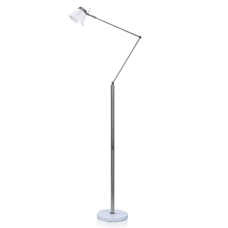 Bohemian Inspired Floor Lamp for Eclectic Home DecorDann Foley - Lifestyle Metal Floor Lamp - Polished Nickel - White Finish - White Shade Bohemian Inspired Floor Lamp for Eclectic Home DecorDann Foley - Lifestyle Metal Floor Lamp - Polished Nickel - White Finish - White Shade
