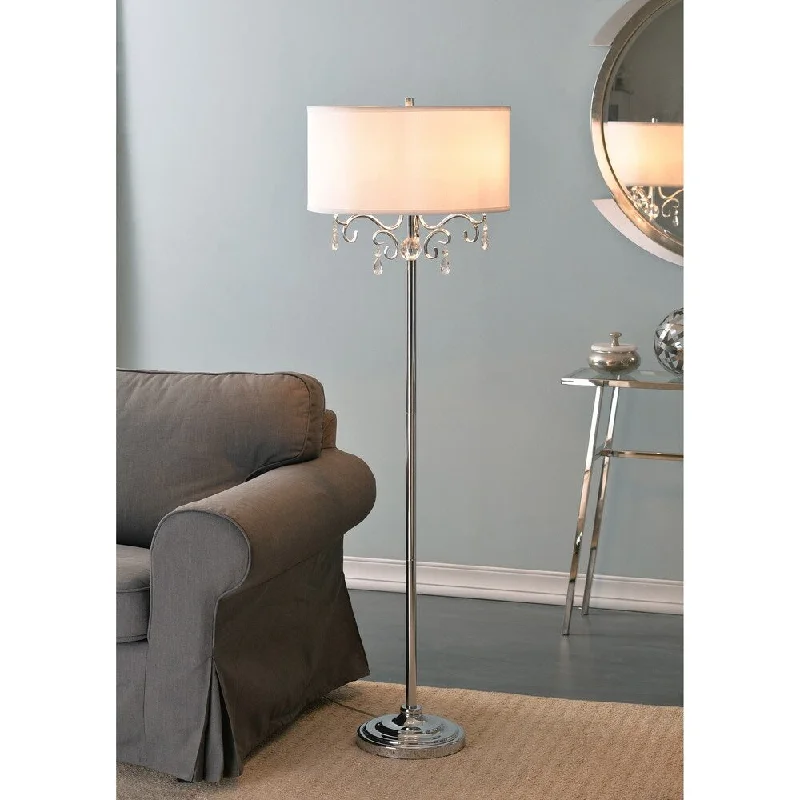 Fabric Floor Lamp with a Linen Shade for a Relaxed AestheticDesign Craft Vivianna 59.5" Floor Lamp - Chrome with Crystal Accents