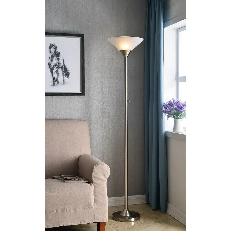 USB Charging Port Floor Lamp for Convenient Device ChargingHarris Brushed Steel Torchiere USB Charging Port Floor Lamp for Convenient Device ChargingHarris Brushed Steel Torchiere