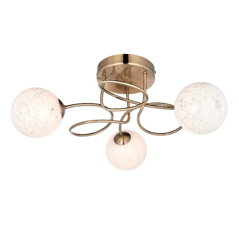 Industrial Style Floor Lamp with Exposed Bulbs for Loft ApartmentsHatfield Brass Art Deco 3 Light Semi Flush - Glass Shades