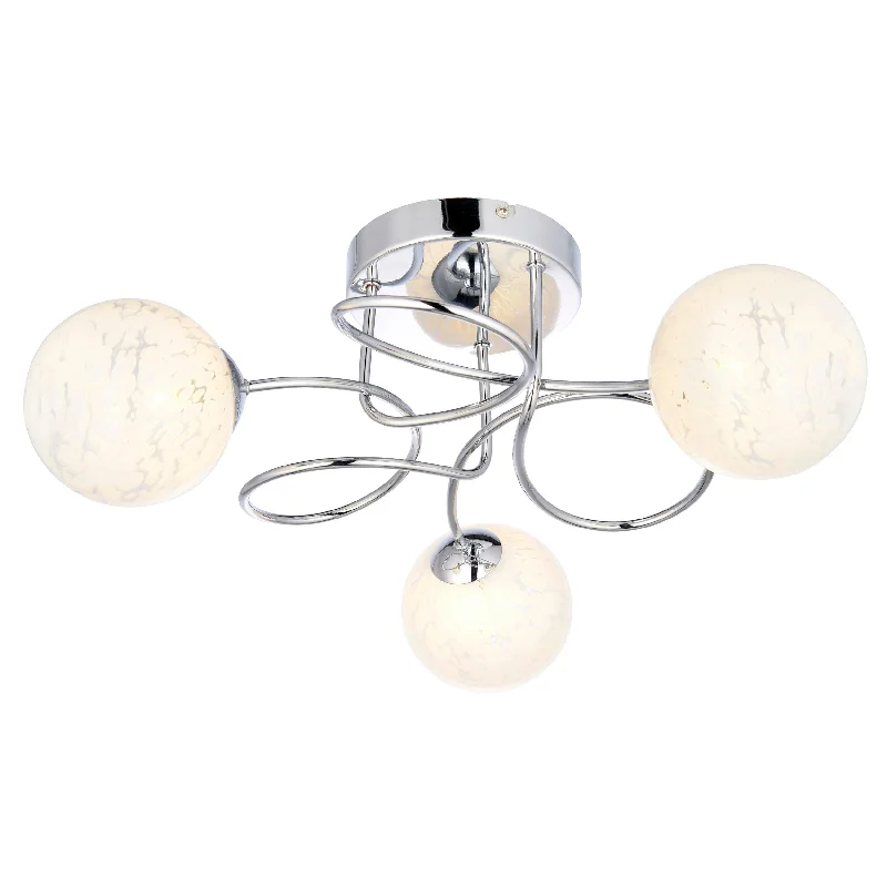 Modern Minimalist Floor Lamp for Contemporary Living RoomsHatfield Chrome Art Deco 3 Light Semi Flush - Glass Shades