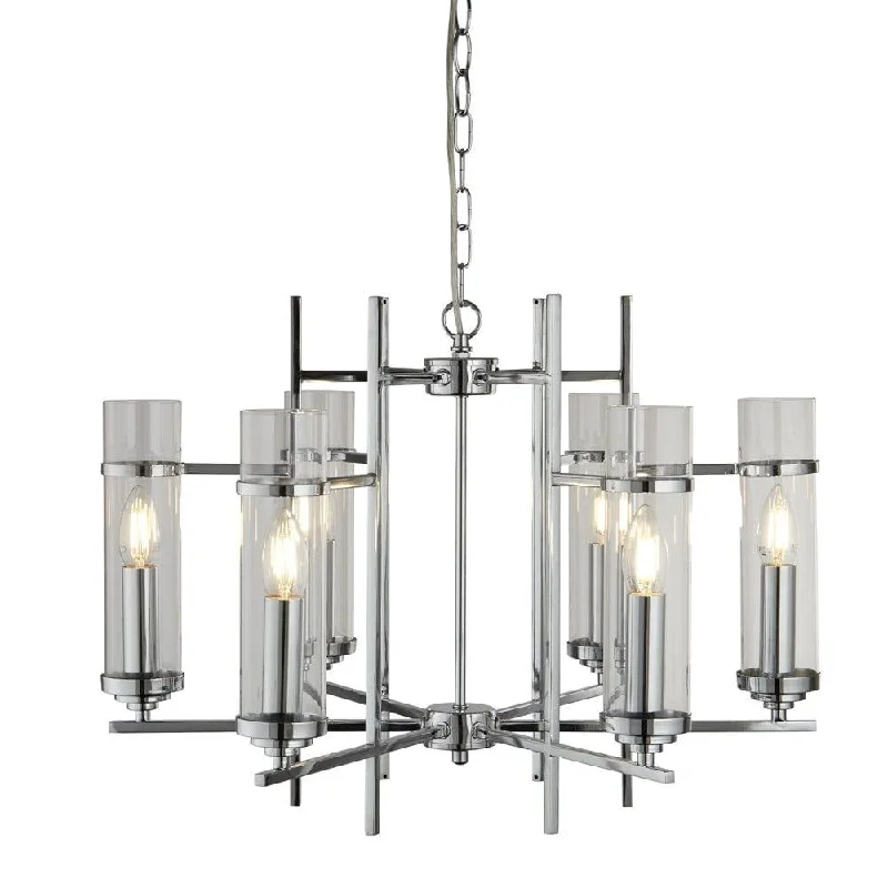 Smart Floor Lamp with Voice Control and Bluetooth ConnectivityMilo 6 Light Chrome Ceiling Pendant - Glass Cylinder Shades
