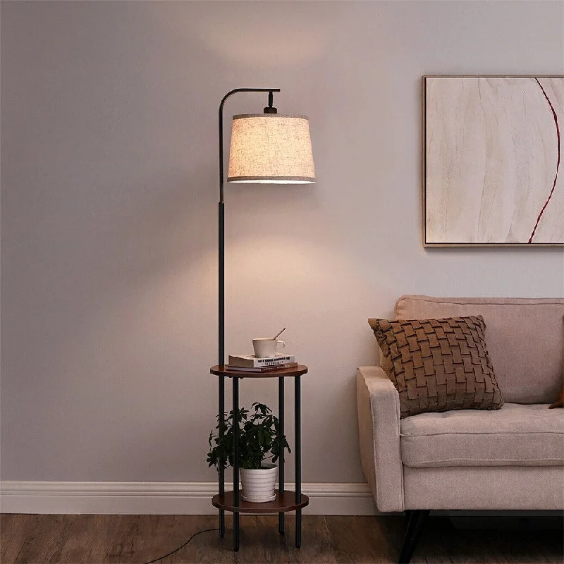 Victorian Style Floor Lamp for Traditional and Elegant InteriorsModern Floor Lamp With Table Bedside Standing Floor Lamp With Shelves - 1
