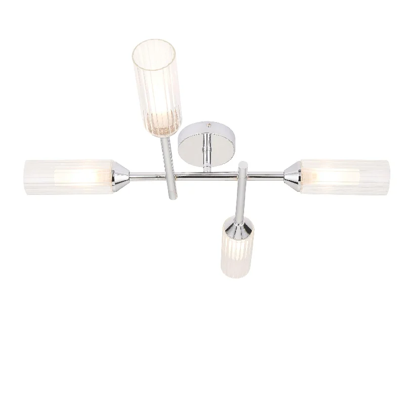 USB Charging Port Floor Lamp for Convenient Device ChargingOundle 4 Light Chrome Bathroom Flush Ceiling Light - Glass Shades