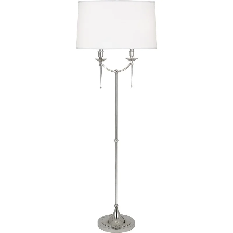 Wood Floor Lamp with Natural Grain for a Warm and Organic FeelRobert Abbey S387 Two Light Floor Lamp Cedric Polished Nickel - One Size Wood Floor Lamp with Natural Grain for a Warm and Organic FeelRobert Abbey S387 Two Light Floor Lamp Cedric Polished Nickel - One Size