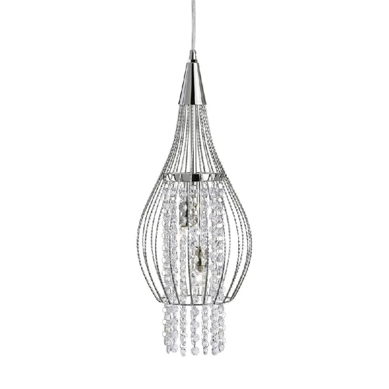 Fabric Floor Lamp with a Linen Shade for a Relaxed AestheticRocket 2 Light Cage Frame Chrome & Crystal Ceiling Pendant