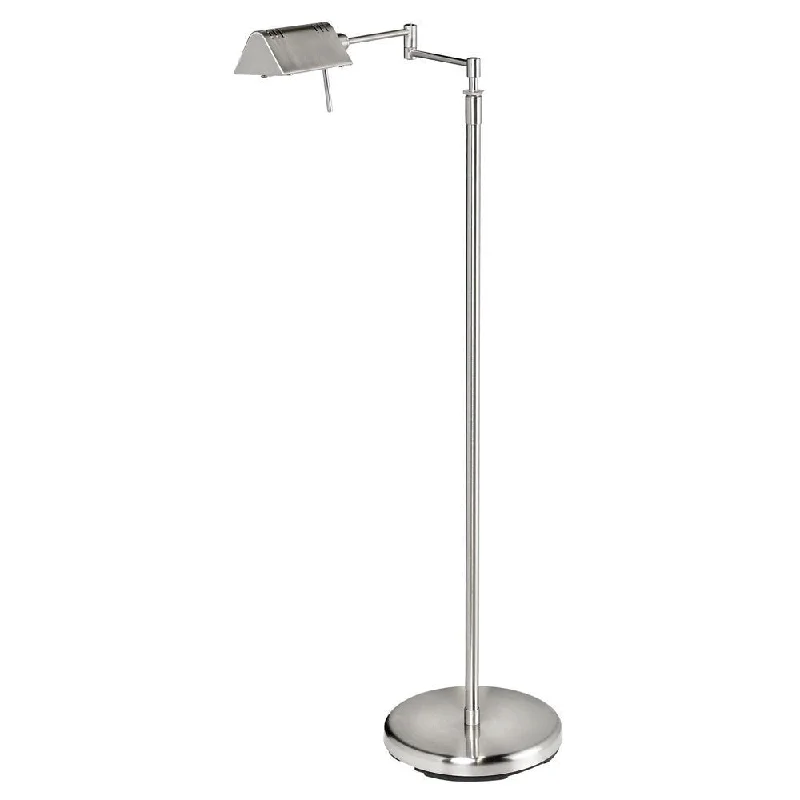 Glass Floor Lamp with Frosted Shades for Soft Diffused LightSatin Chrome Swing-arm Floor Lamp Glass Floor Lamp with Frosted Shades for Soft Diffused LightSatin Chrome Swing-arm Floor Lamp
